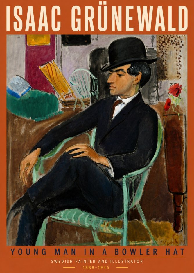Isaac Grünewald Young Man in a Bowler Hat No5 - Poster