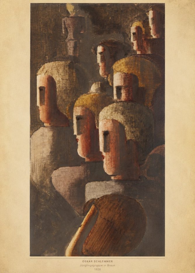 Oskar Schlemmer Jünglingsgruppe in Braun No4 - Poster