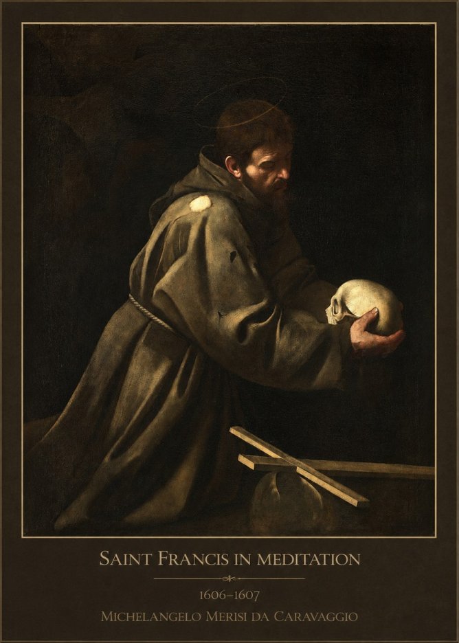 Michelangelo Merisi da Caravaggio Saint Francis in Meditation I No1 - Poster