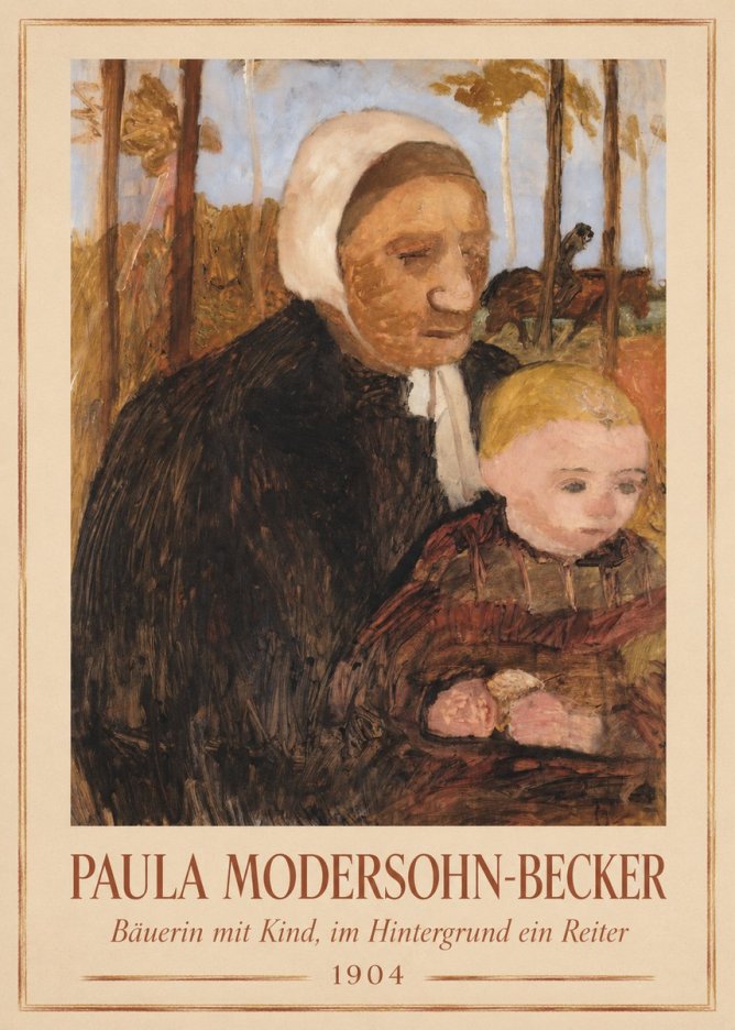 Paula Modersohn-Becker Bäuerin Mit Kind, Im Hintergrund Ein Reiter No1 - Poster