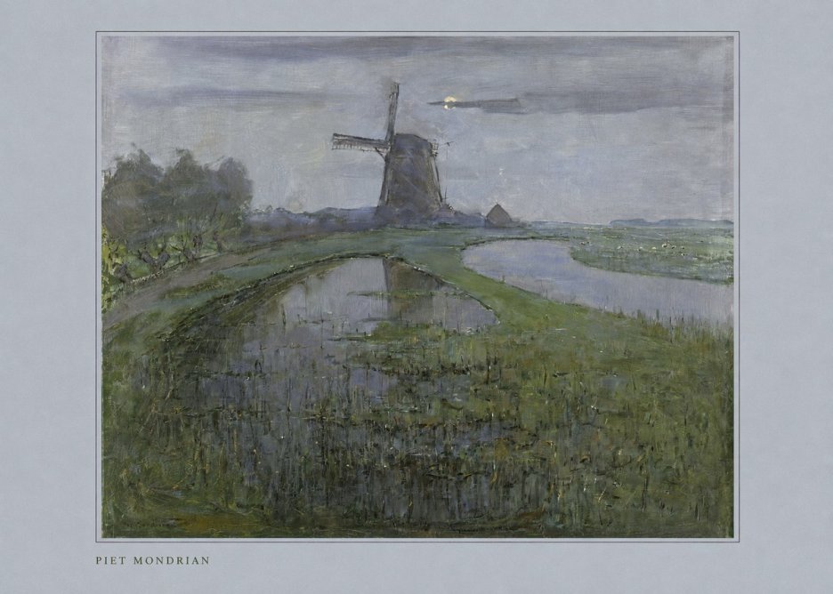 Piet Mondrian Windmill by the Water II No3 - Poster