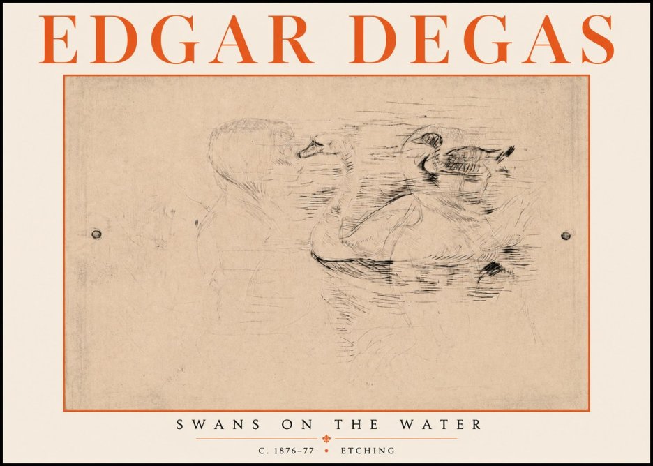 Edgar Degas Swans on the Water No5 - Poster