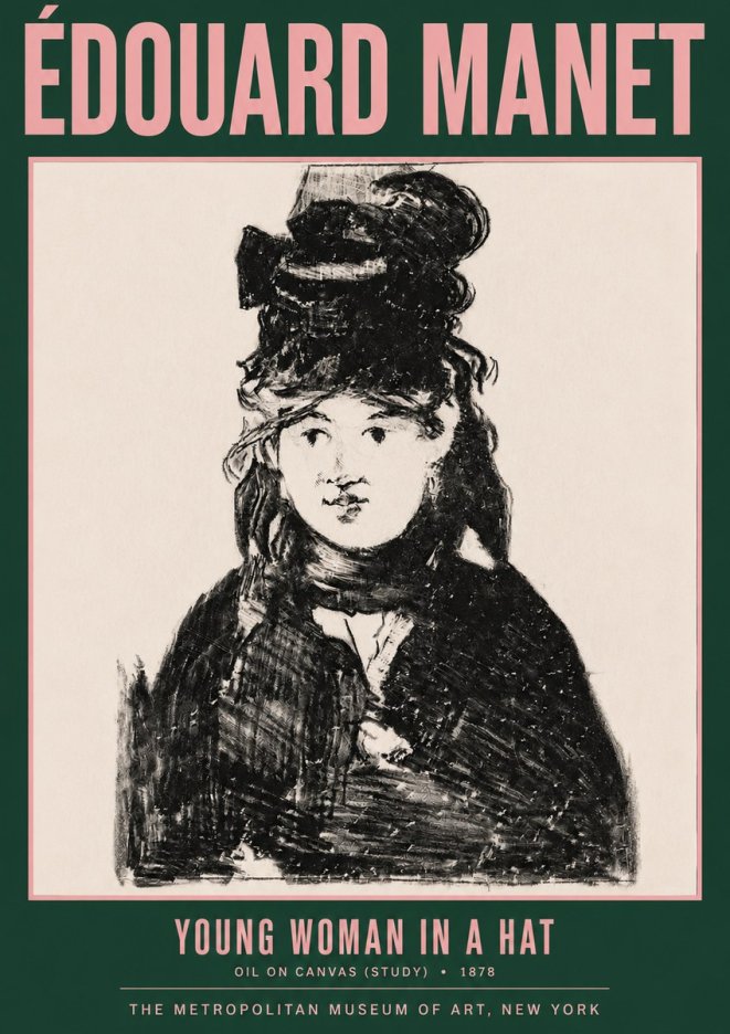 Édouard Manet Young Woman in a Hat IV No3 - Poster