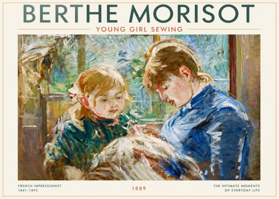 Berthe Morisot Young Girl Sewing No3 - Poster