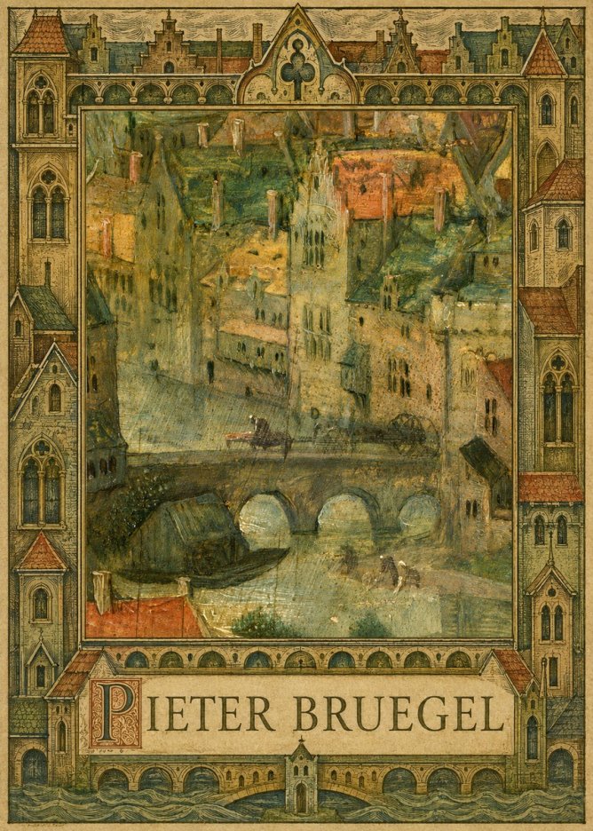 Pieter Bruegel Cityscape with Bridge No5 - Poster