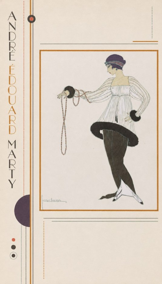 André Édouard Marty Elegant Woman with Pearl Necklace No2 - Poster