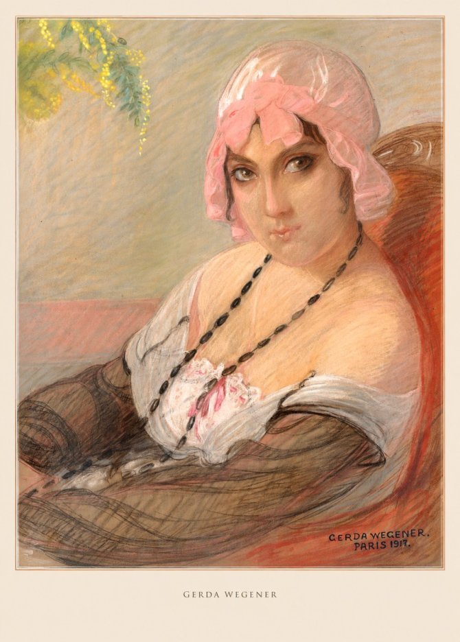 Gerda Wegener Woman in a Pink Bonnet No6 - Poster