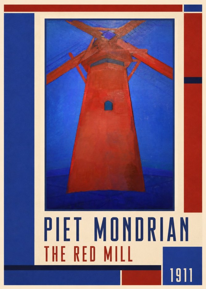 Piet Mondrian The Red Mill No1 - Poster