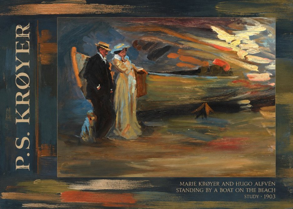 P.S. Krøyer Marie Krøyer and Hugo Alfvén Standing by a Boat on the Beach - Study · 1903 No2 - Poster