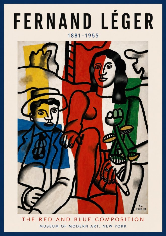 Fernand Léger The Red and Blue Composition No5 - Poster