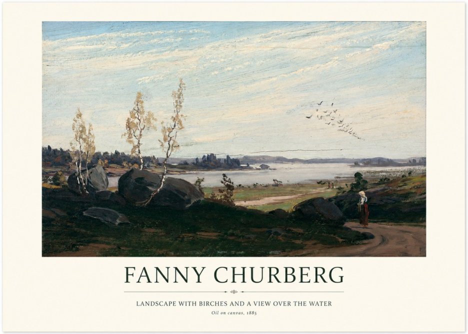 Fanny Churberg Landscape with Birches and a View over the Water No1 - Poster