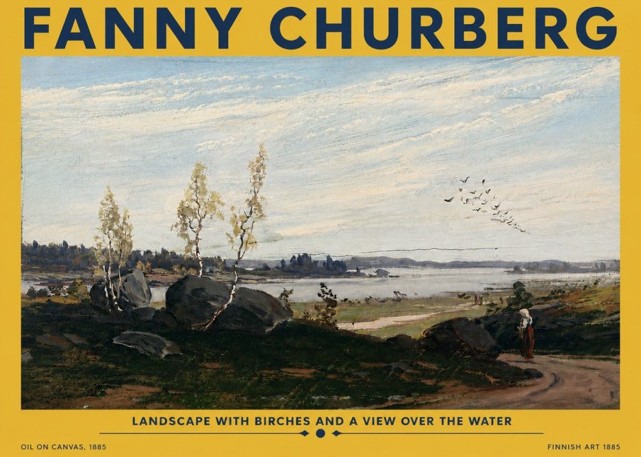 Fanny Churberg Landscape with Birches and a View over the Water No5 - Poster