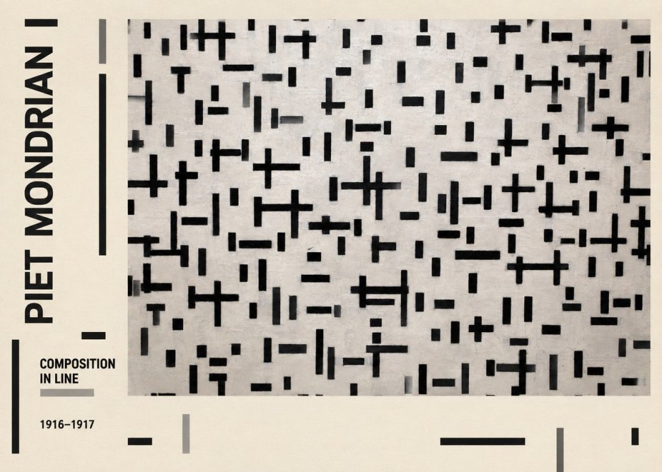 Piet Mondrian Composition in Line No2 - Poster