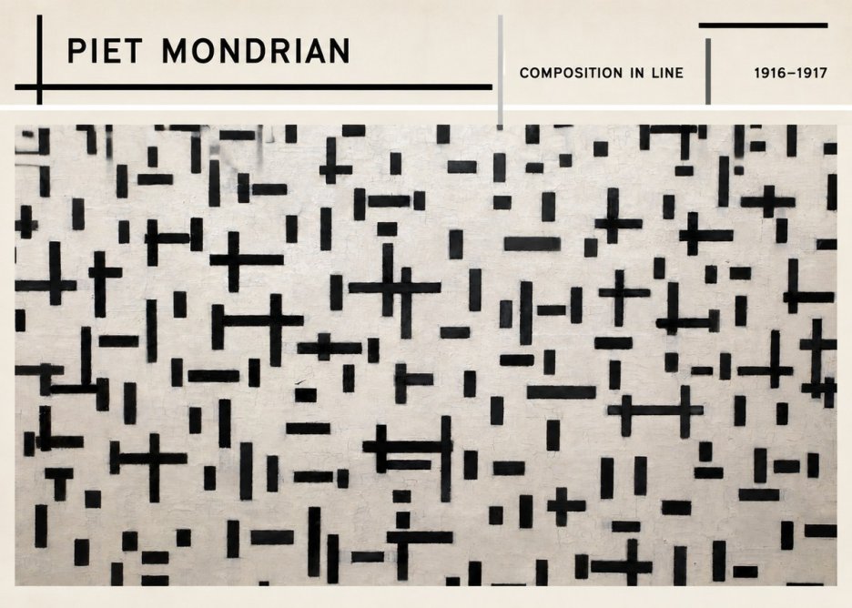 Piet Mondrian Composition in Line No3 - Poster