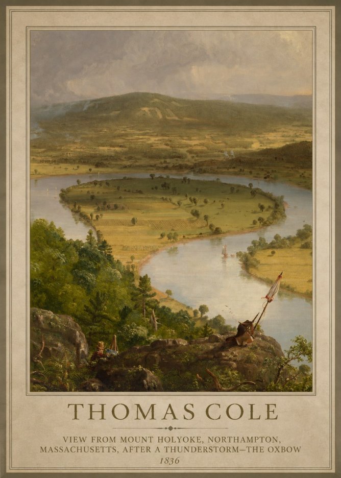 Thomas Cole View from Mount Holyoke, Northampton, Massachusetts, After a Thunderstorm—the Oxbow III No1 - Poster
