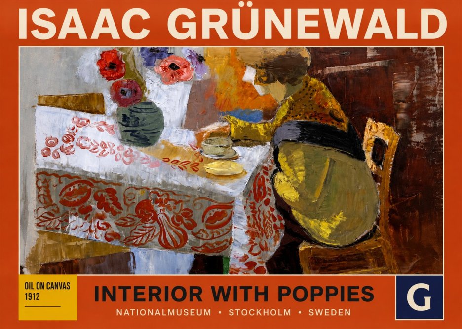 Isaac Grünewald Interior with Poppies No3 - Poster