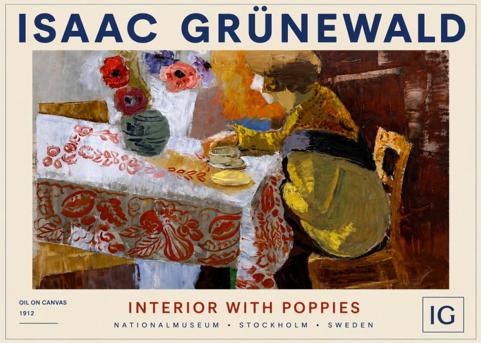 Isaac Grünewald Interior with Poppies No4 - Poster