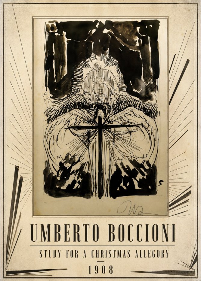 Umberto Boccioni Study for a Christmas Allegory No1 - Poster