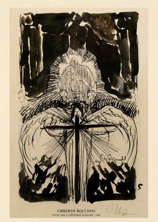 Umberto Boccioni Study for a Christmas Allegory No6 - Poster
