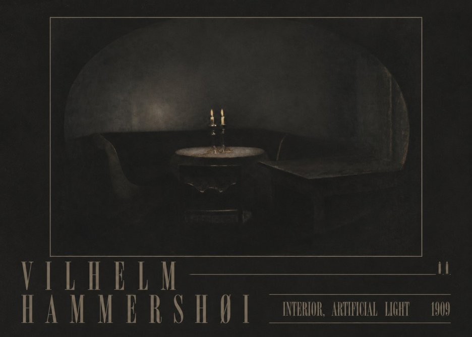 Vilhelm Hammershøi Interior, Artificial Light No4 - Poster