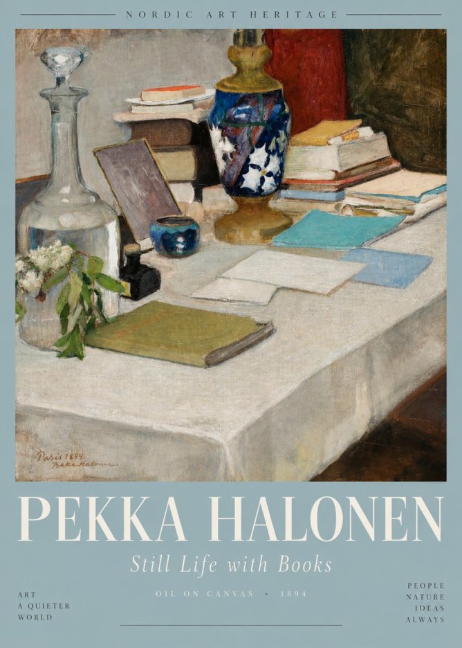 Pekka Halonen Still Life with Books No5 - Poster