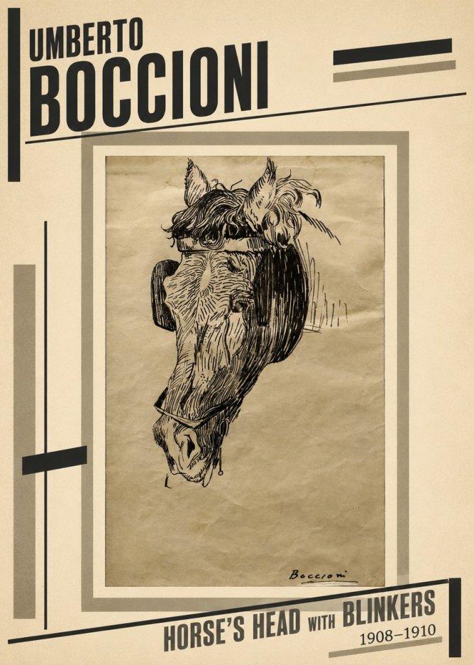 Umberto Boccioni Horse's Head with Blinkers No2 - Poster
