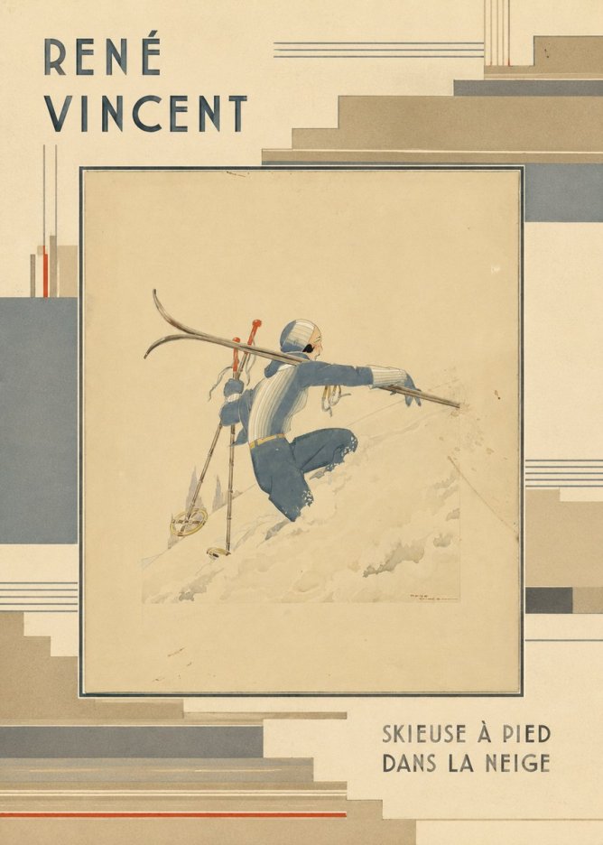 René Vincent Skieuse À Pied Dans La Neige No6 - Poster