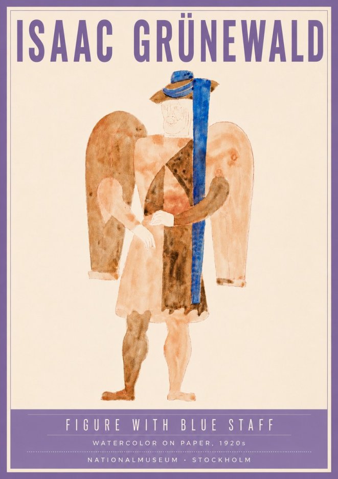 Isaac Grünewald Figure with Blue Staff No4 - Poster