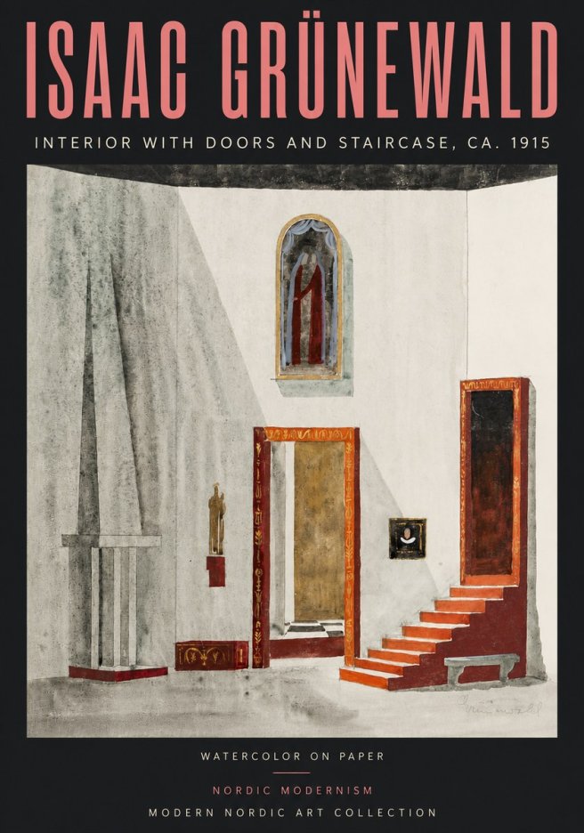 Isaac Grünewald Interior with Doors and Staircase, Ca. 1915 No5 - Poster