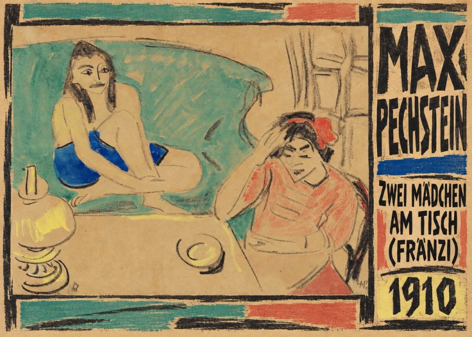 Max Pechstein Zwei Mädchen Am Tisch (Fränzi) No5 - Poster