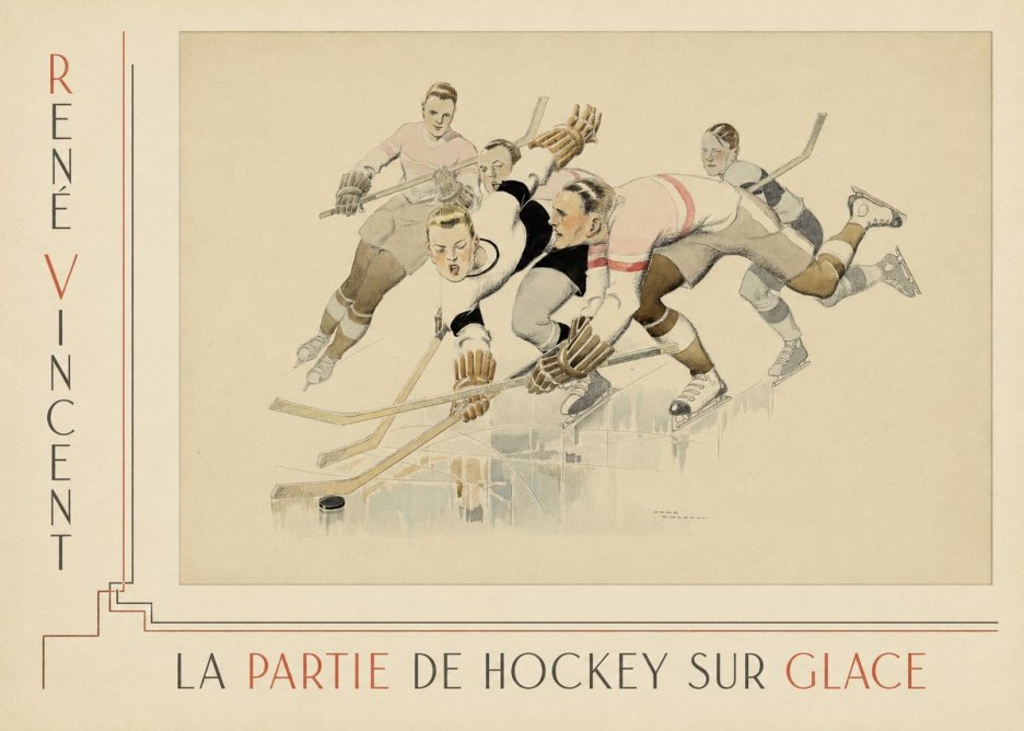 René Vincent La Partie De Hockey Sur Glace No3 - Poster
