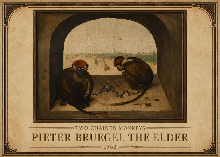 Pieter Bruegel Two Chained Monkeys I No1 - Poster