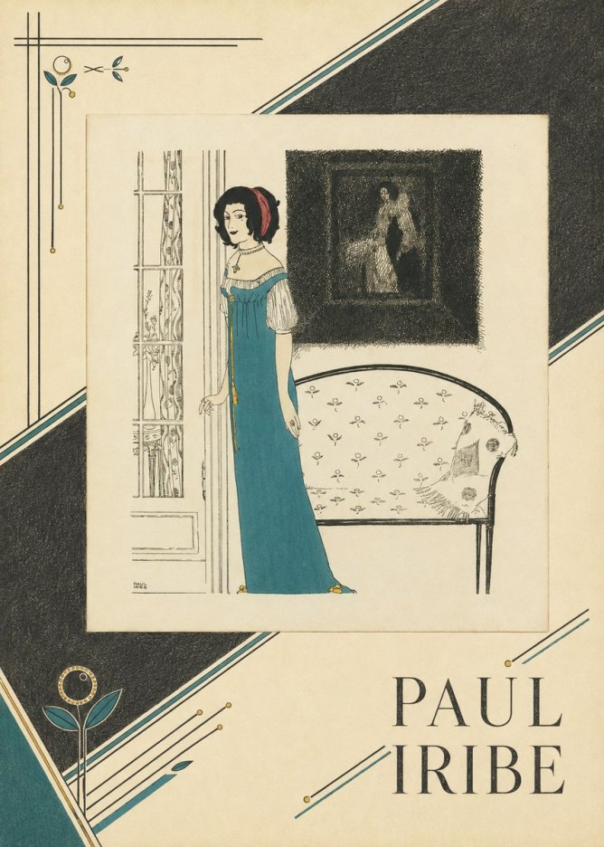 Paul Iribe Elegant Lady in Blue Dress No4 - Poster