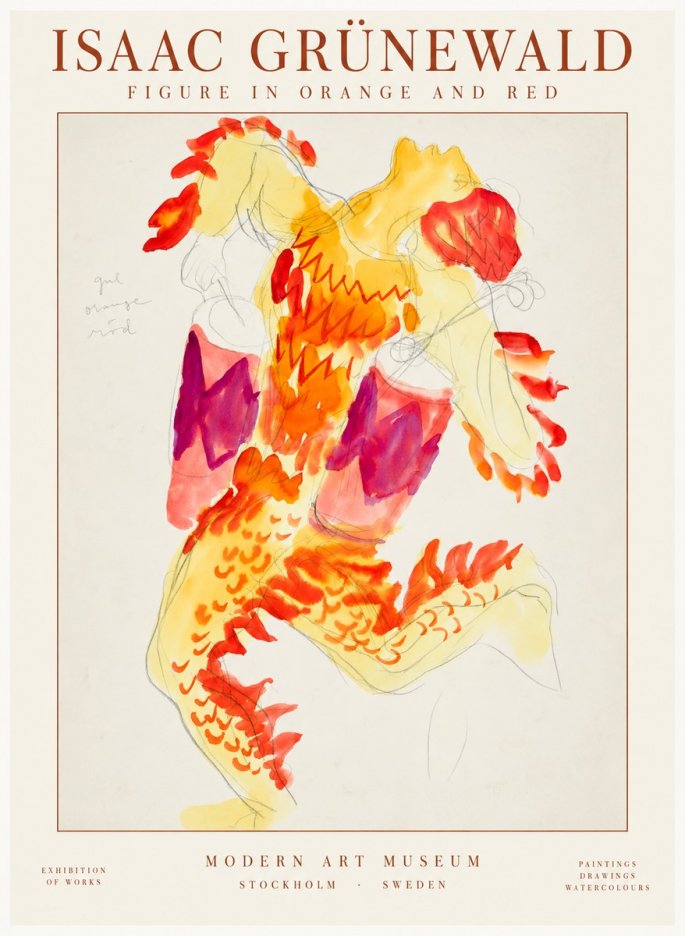 Isaac Grünewald Figure in Orange and Red No2 - Poster