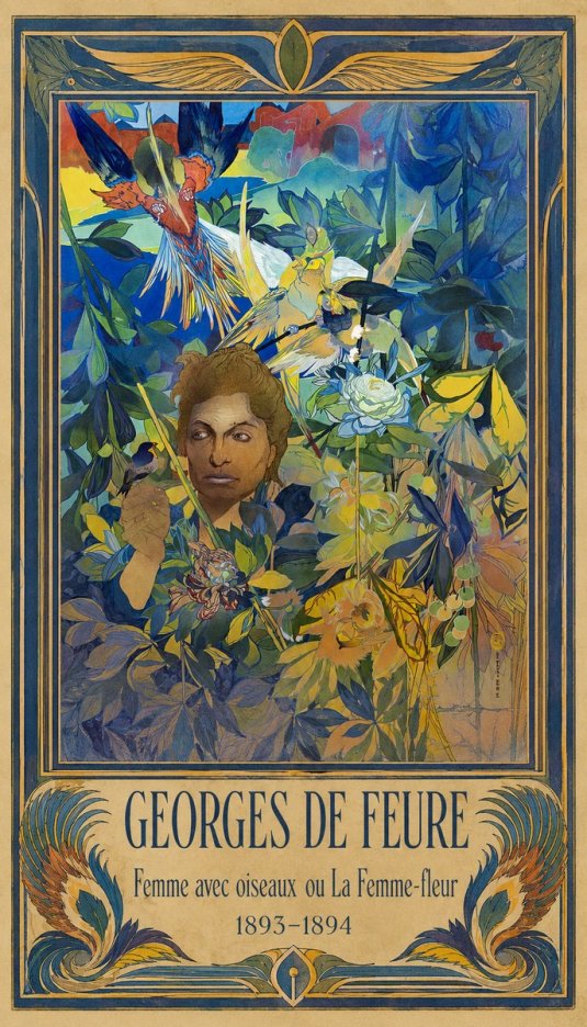 Georges de Feure Femme Avec Oiseaux Ou La Femme-fleur No3 - Poster
