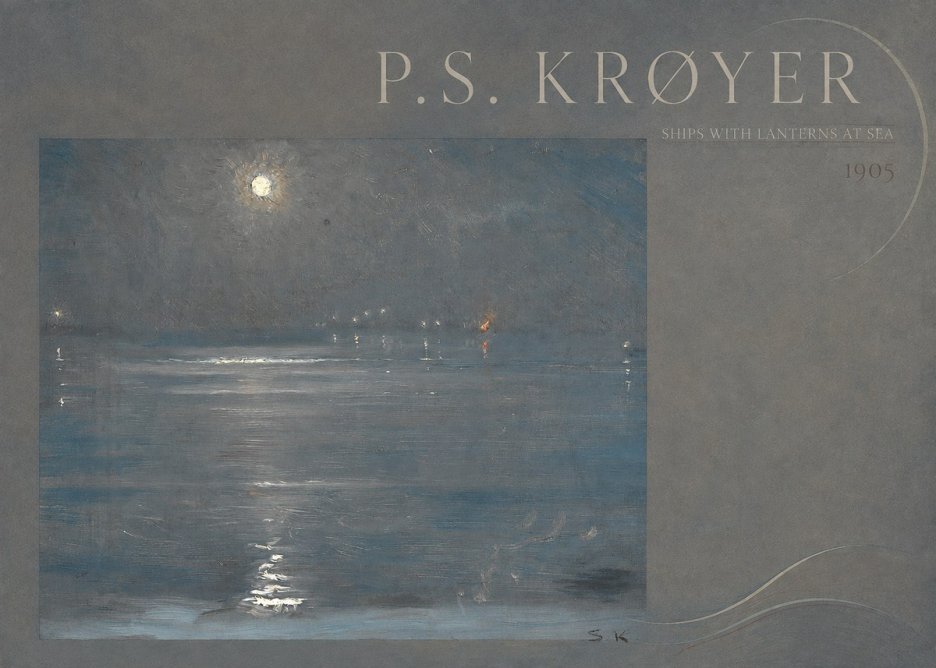 P.S. Krøyer Ships with Lanterns at Sea No4 - Poster