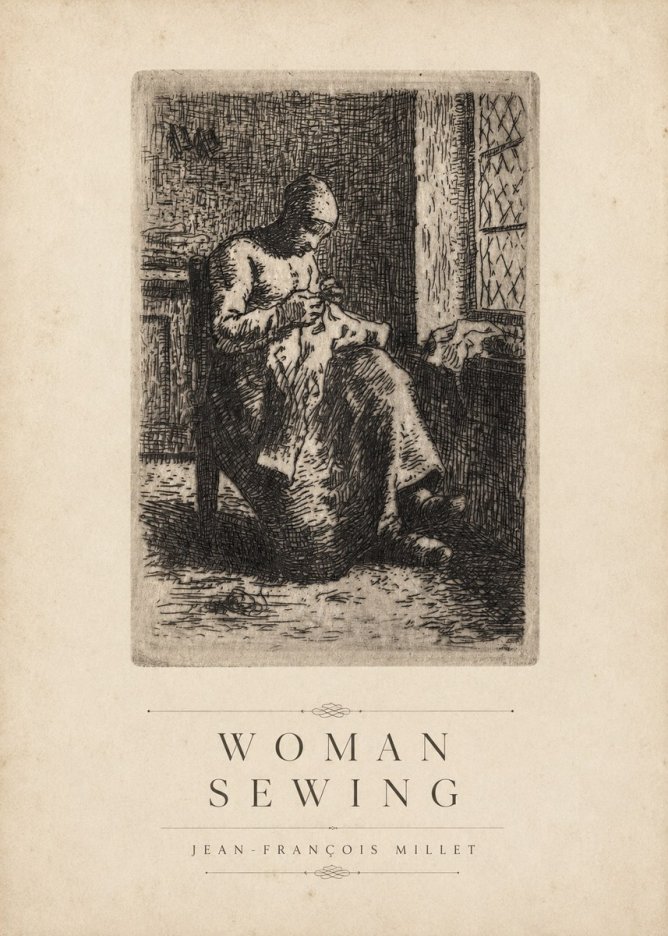 Jean-François Millet Woman Sewing No4 - Poster