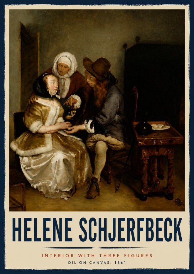 Helene Schjerfbeck Interior with Three Figures No5 - Poster
