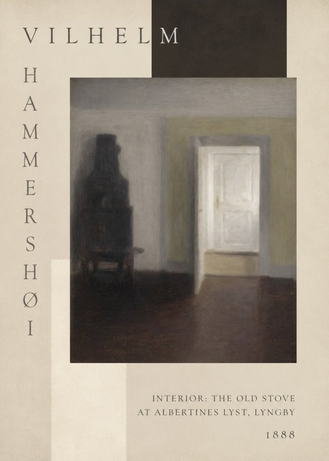 Vilhelm Hammershøi Interior: the Old Stove at Albertines Lyst, Lyngby No6 - Poster
