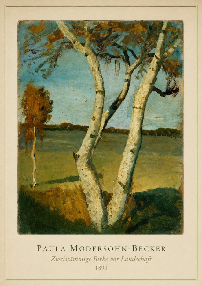 Paula Modersohn-Becker Zweistämmige Birke Vor Landschaft No3 - Poster