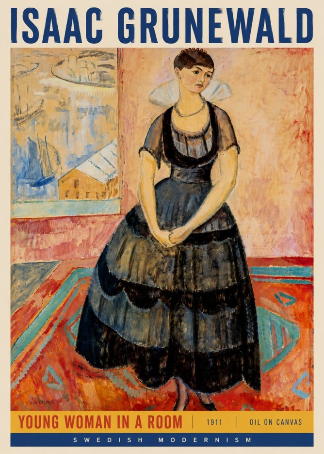 Isaac Grünewald Young Woman in a Room No4 - Poster