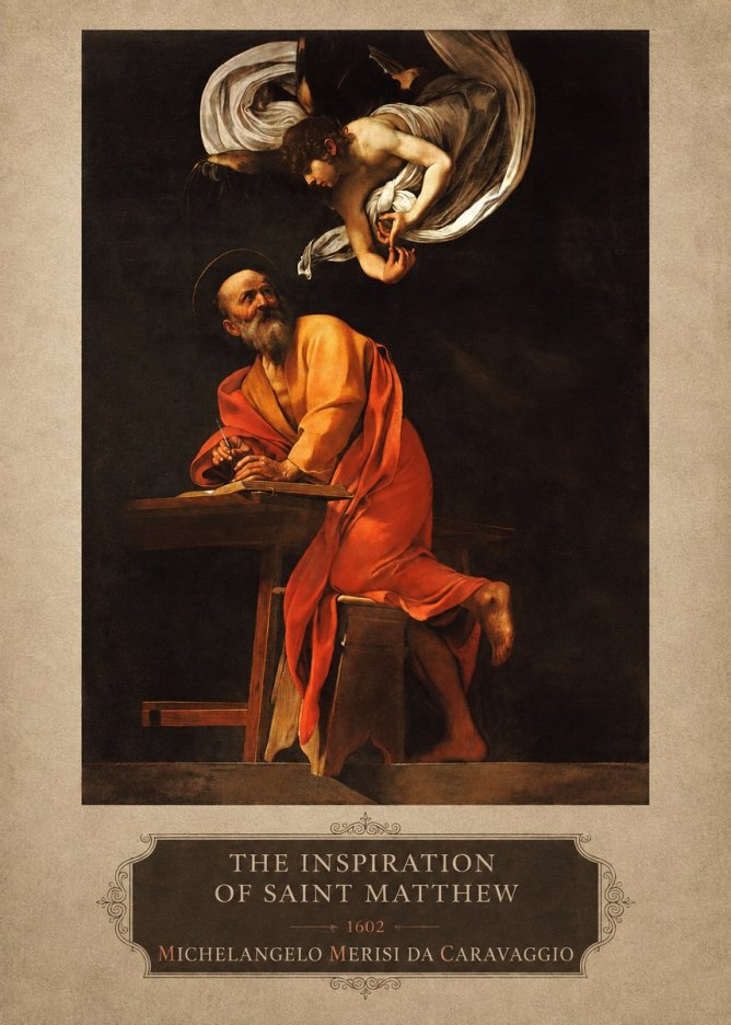 Michelangelo Merisi da Caravaggio The Inspiration of Saint Matthew II No4 - Poster