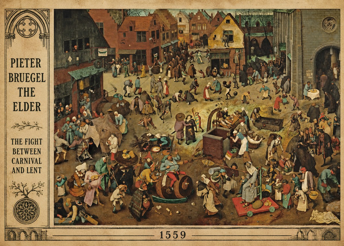 Pieter Bruegel The Fight Between Carnival and Lent I No2 - Poster