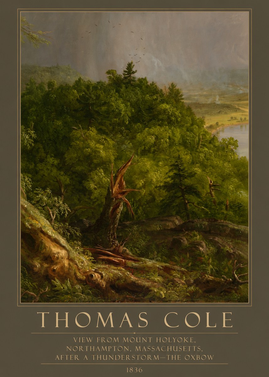 Thomas Cole View from Mount Holyoke, Northampton, Massachusetts, After a Thunderstorm—the Oxbow I No5 - Poster