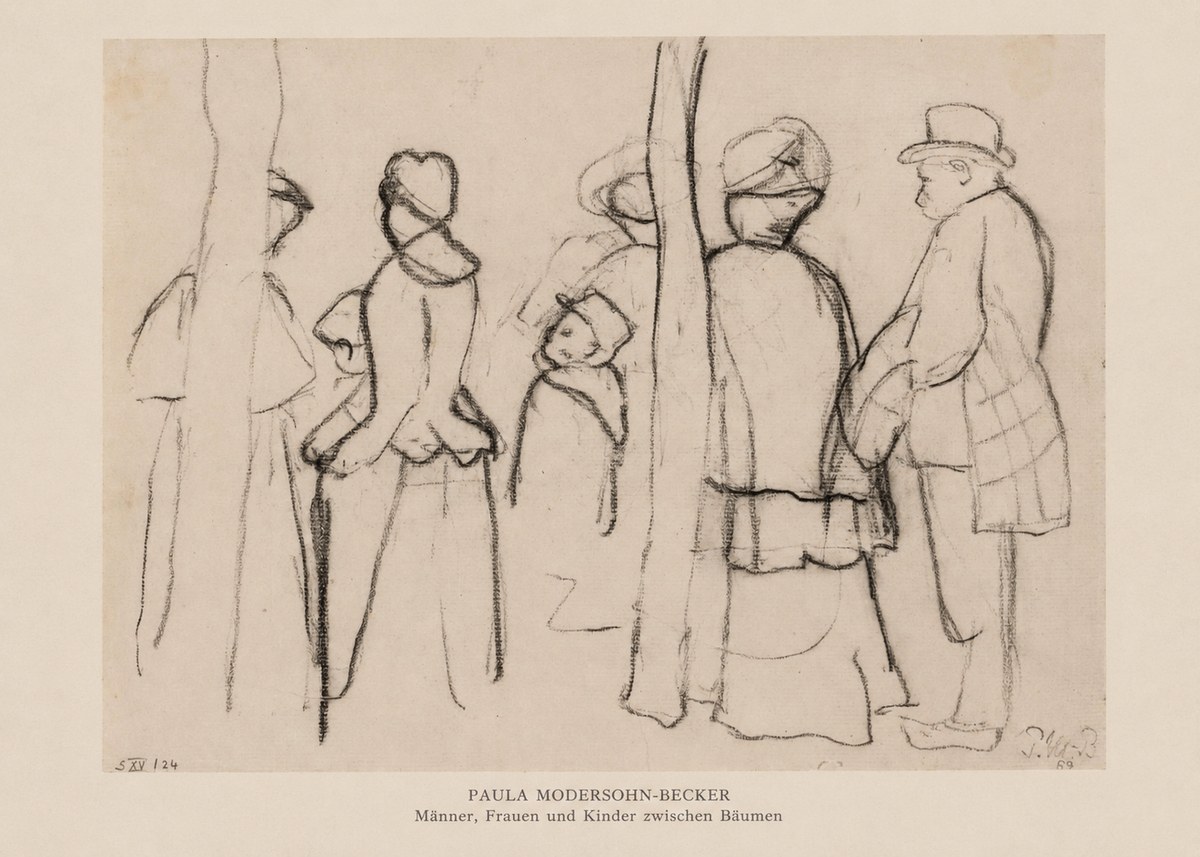 Paula Modersohn-Becker Männer, Frauen Und Kinder Zwischen Bäumen No6 - Poster