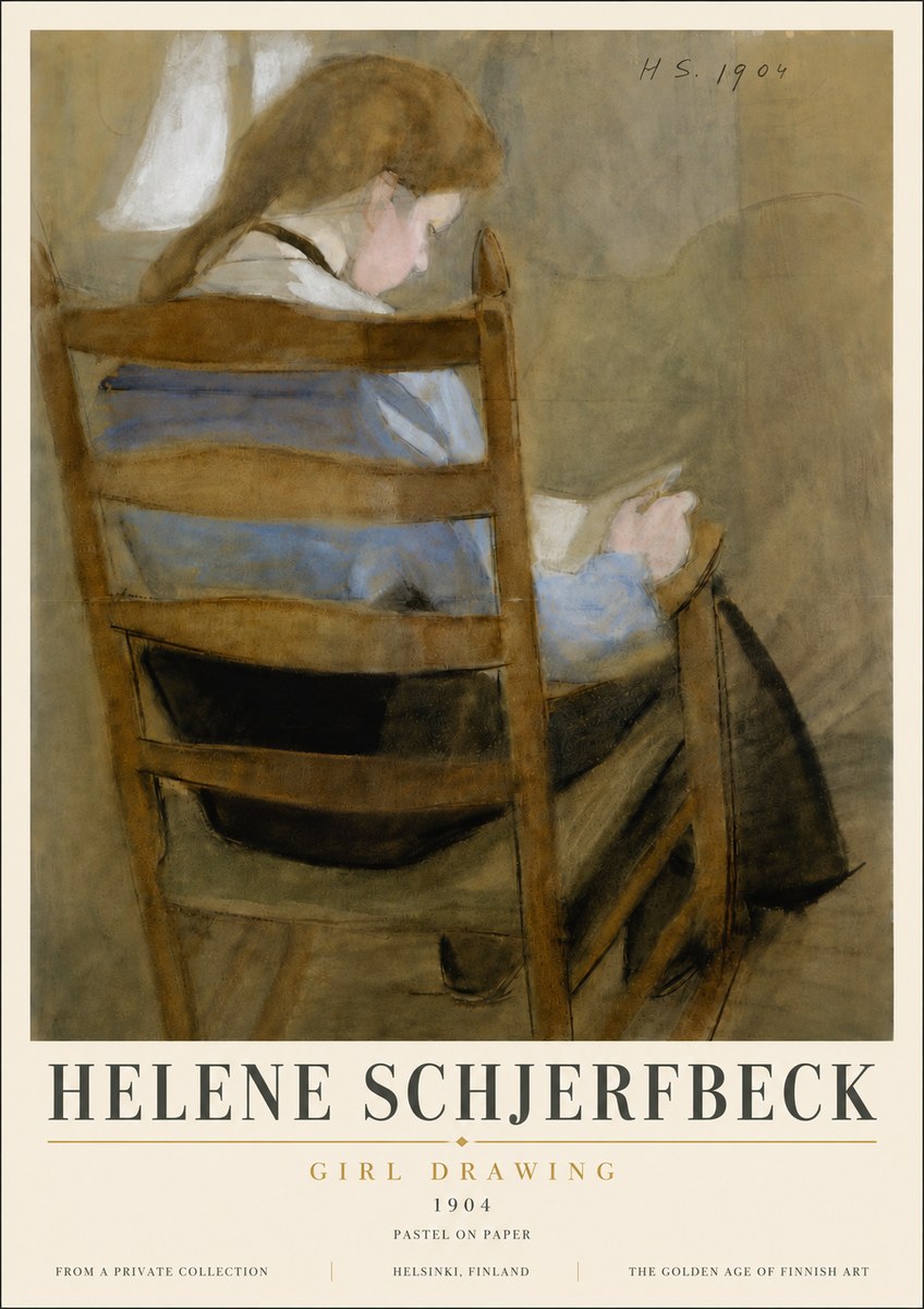 Helene Schjerfbeck Girl Drawing No6 - Poster