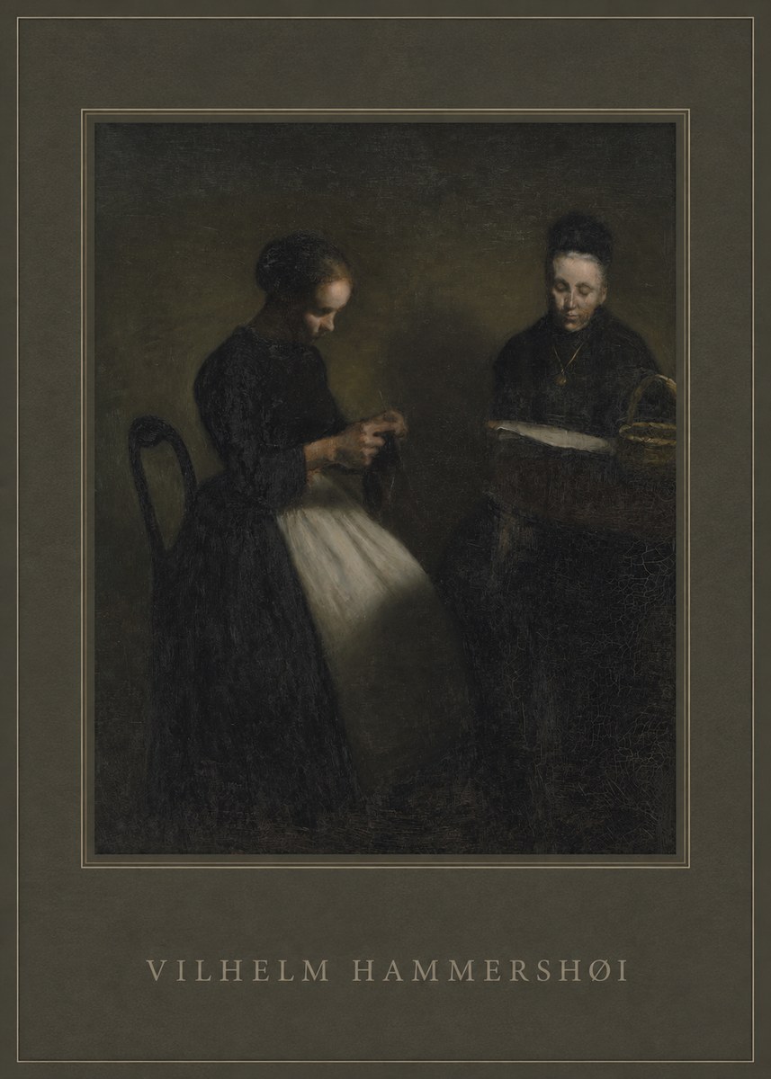 Vilhelm Hammershøi Two Women Knitting No4 - Poster