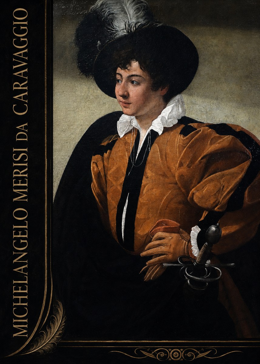Michelangelo Merisi da Caravaggio Young Man with a Plumed Hat No2 - Poster
