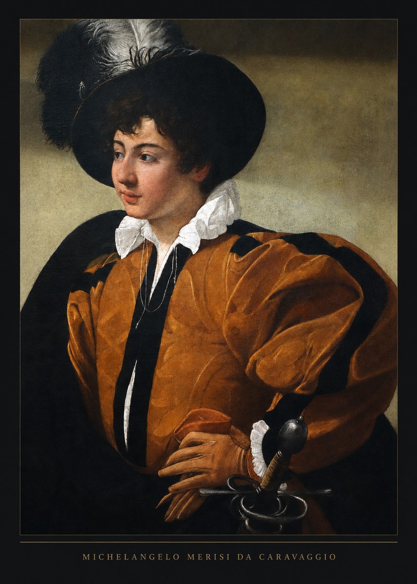 Michelangelo Merisi da Caravaggio Young Man with a Plumed Hat No6 - Poster