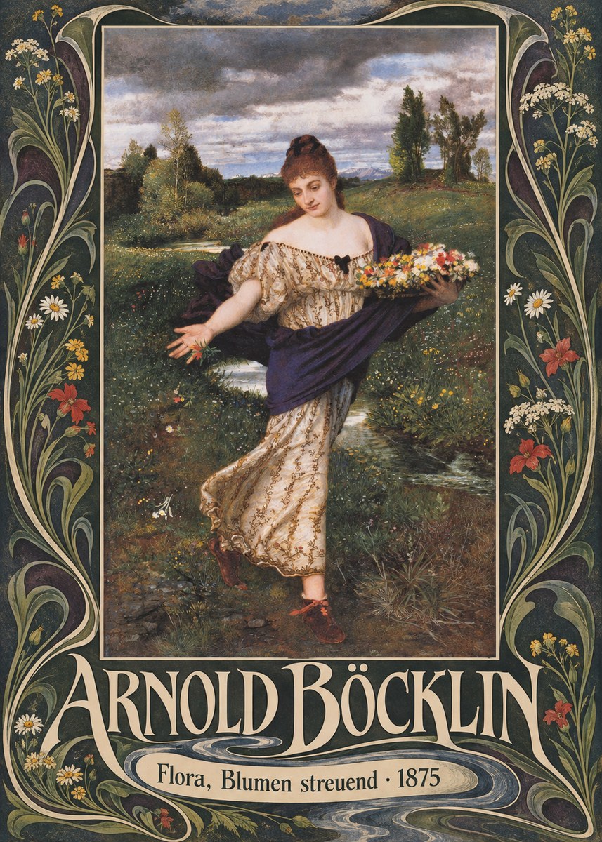 Arnold Böcklin Flora, Blumen Streuend I No5 - Poster